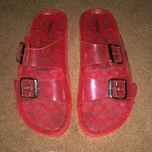 Hot pink jelly sandals